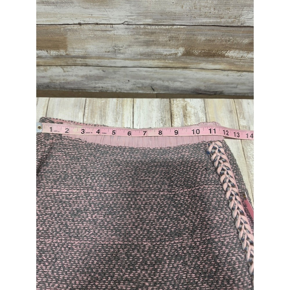 Adolfo Saks Fifth Avenue 3pc Suit Wool Knit Jacket Skirt Silk Blouse Pink Grey - Picture 8 of 16